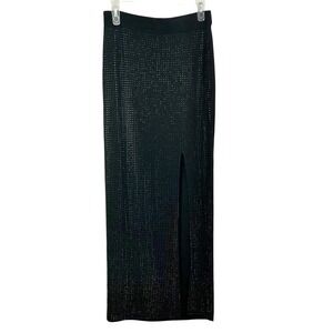 Beaded Black Glitter MAXI SKIRT Large Witchy Whimsigoth Party Dark Fairy Vamp